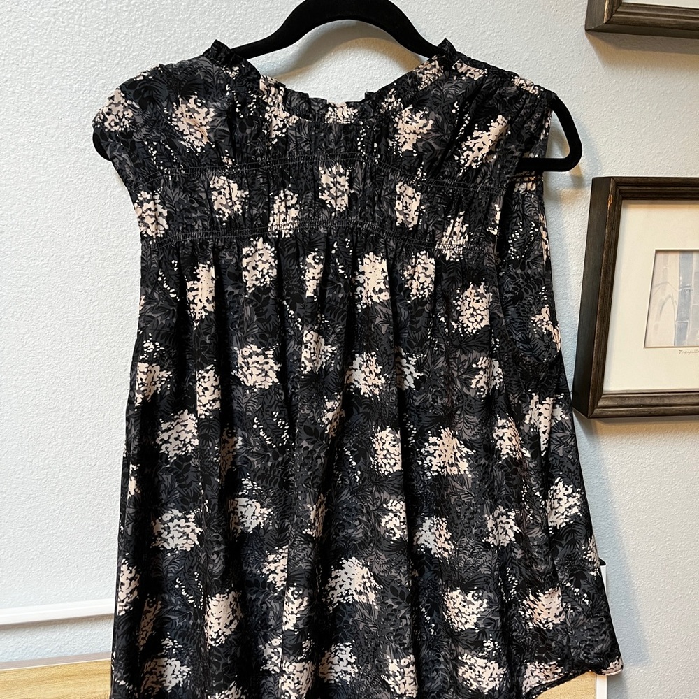 Joie Black and Cream Floral Blouse XL